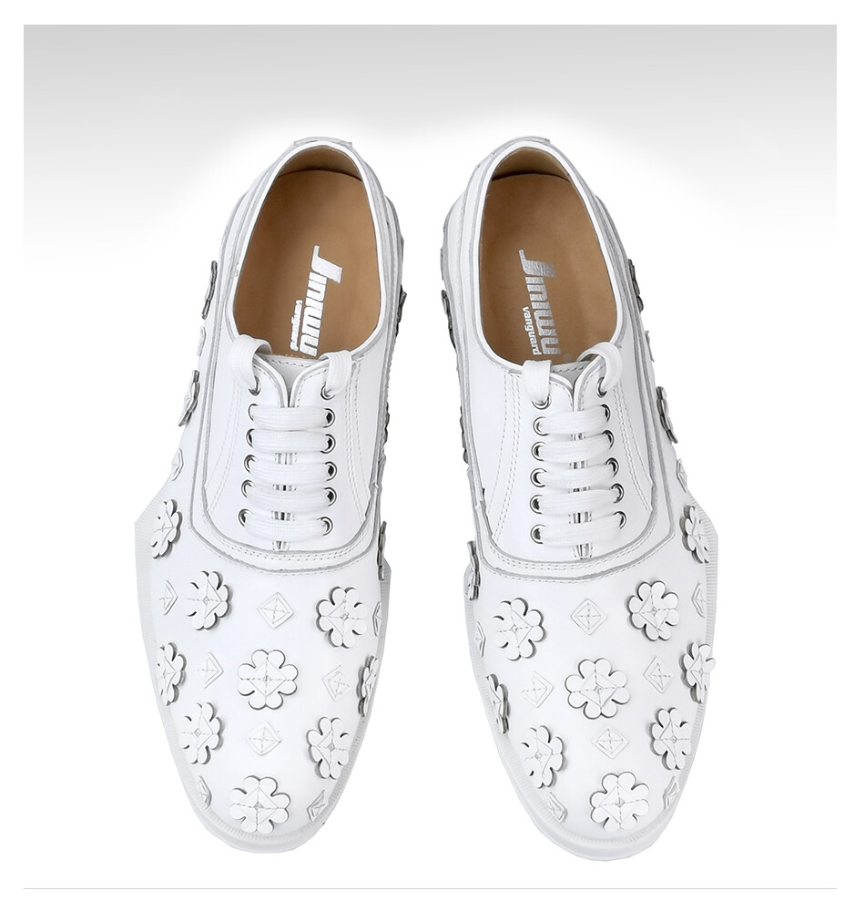 Mens Retro Oxfords Handmade Flower Dress Formal Real Leather Lace Up Party Shoes