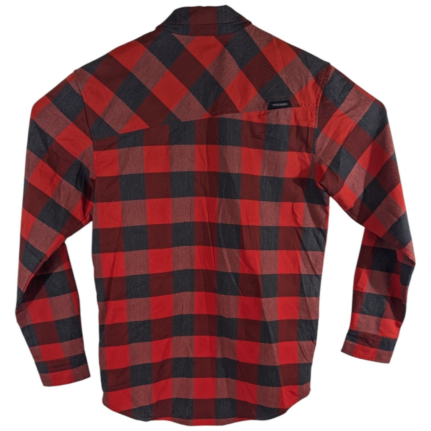Truewerk Shirt Mens Medium Red Gray Plaid Tech Flannel Snap Front Workwear