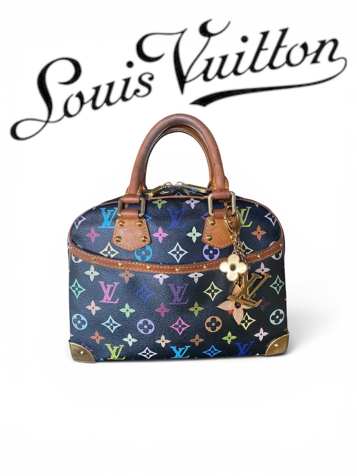 🍒ICONIC BAG LOUIS VUITTON TROUVILLE TAKASHI MURAKAMI MULTICOLOR BLACK AUTH 🍓