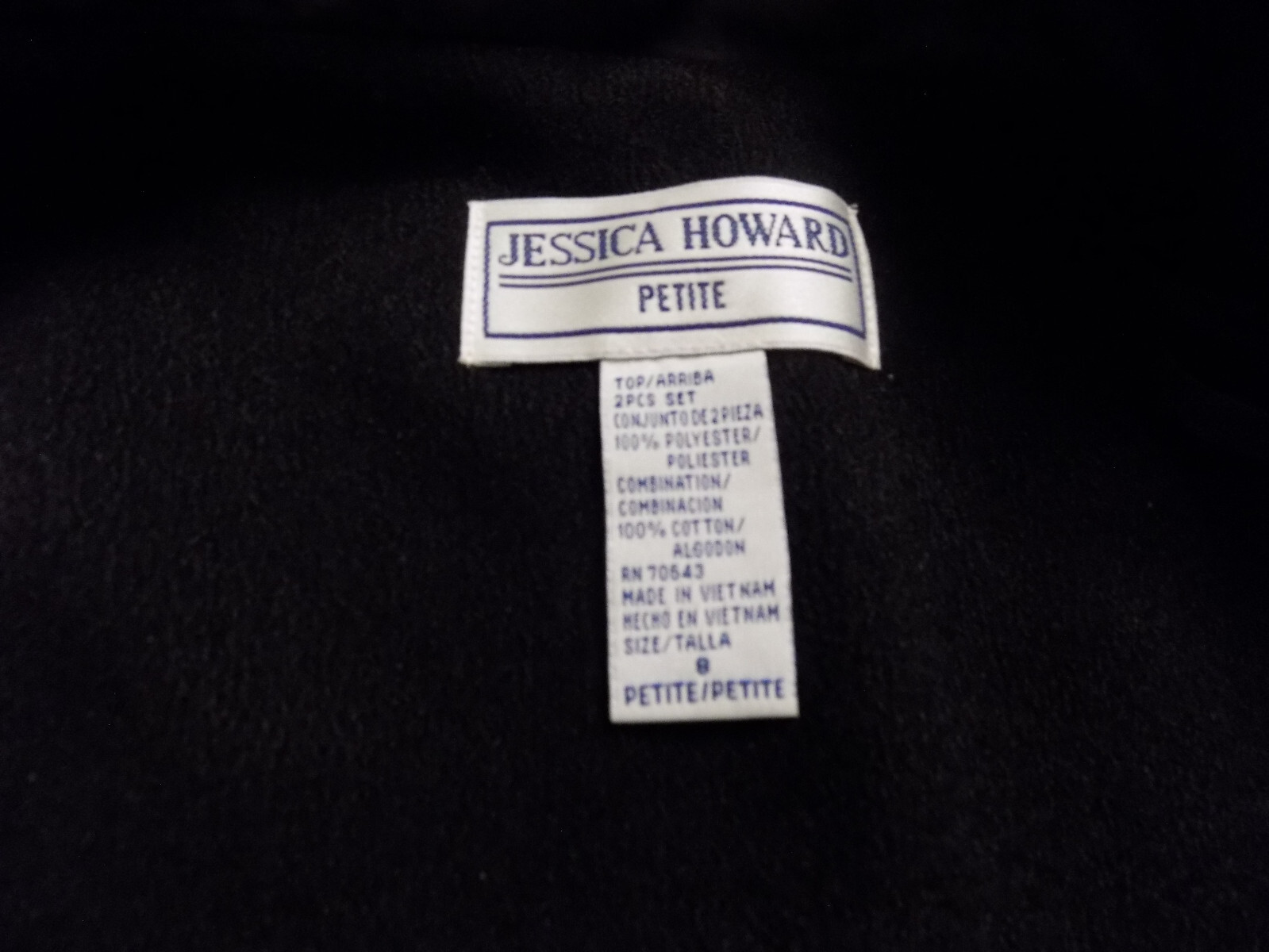 Vtg Jessica Howard Blazer Jacket Mandarin Collar Black sz 8P Gold Velvet Buttons