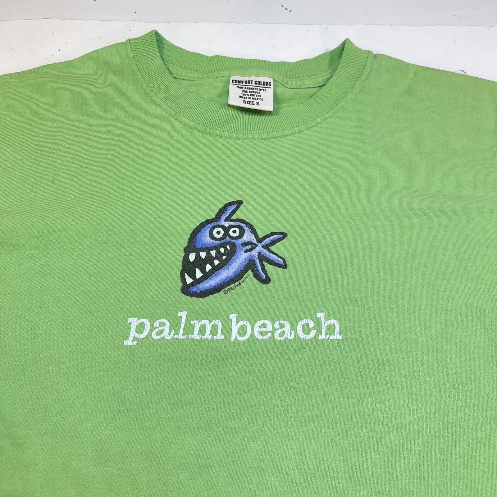 PALM BEACH Florida Big Head Designs Smiling Fish Comfort Colors T SHIRT Mens S
