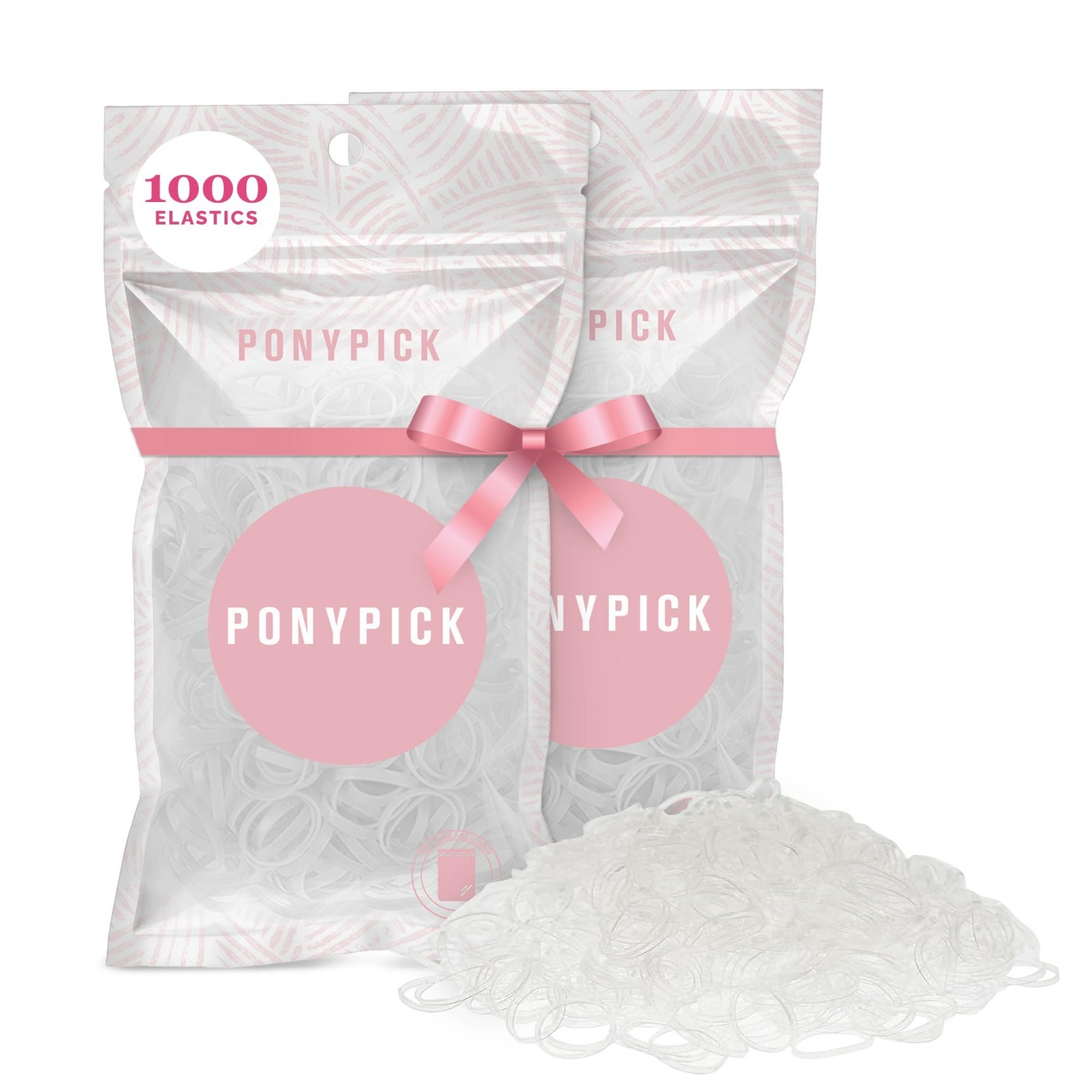 Clear Hair Elastics 1000 Pack | Strong Mini Ties for Braids, Ponytails & Buns |