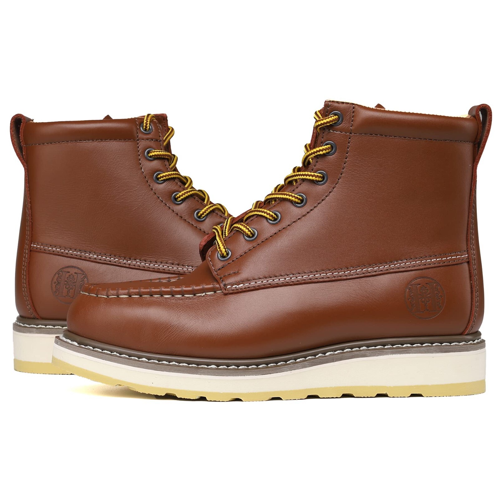 Soft Toe Mens Work Boots Leather Slip Resistant Durable Breathable Stylish Boots