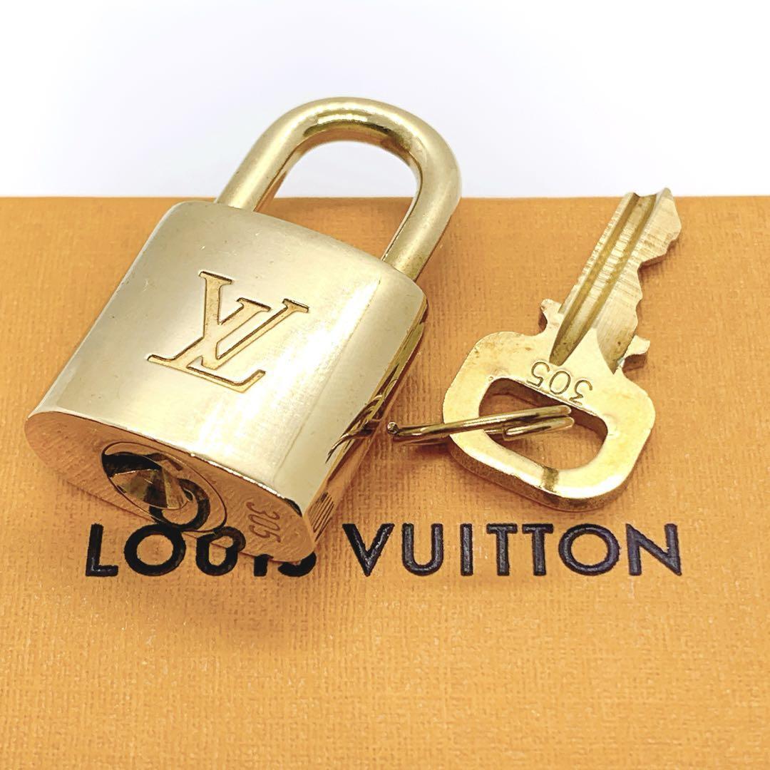 LOUIS VUITTON PadLock Lock & Key Brass Gold Authentic Number random Japan Used