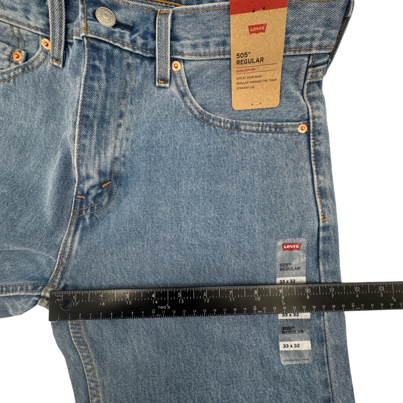 Levis 505 Jeans Mens 33×32 Medium Blue Regular Straight Leg Denim NWT