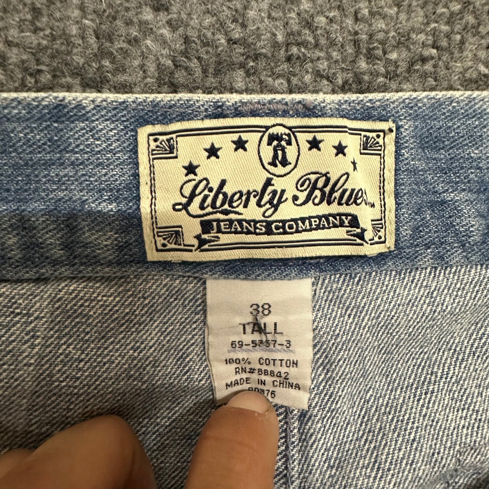 Liberty Blue Cargo Jeans Mens Size 38 Tall Blue Denim Relaxed Fit Utility