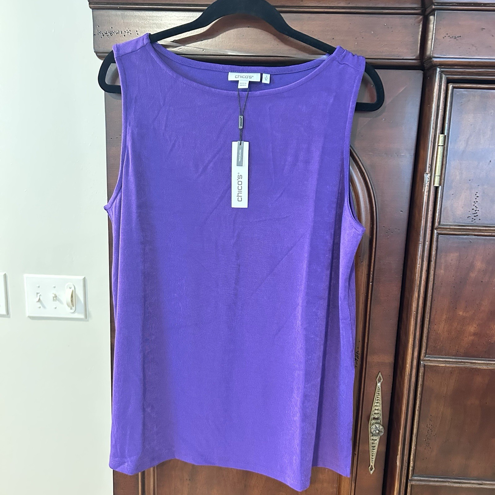 Chico’s TRAVELERS SIDE SLIT TANK Size 3 XL 16 18 Purple Midnight Orchid NWT $50