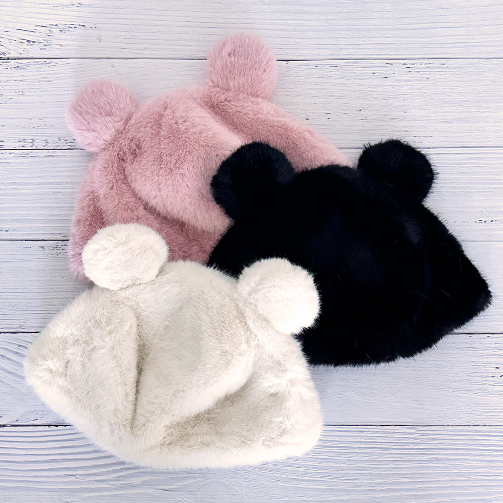 Wrapables Faux Fur Fluffy Bear Ears Winter Beanie Hat