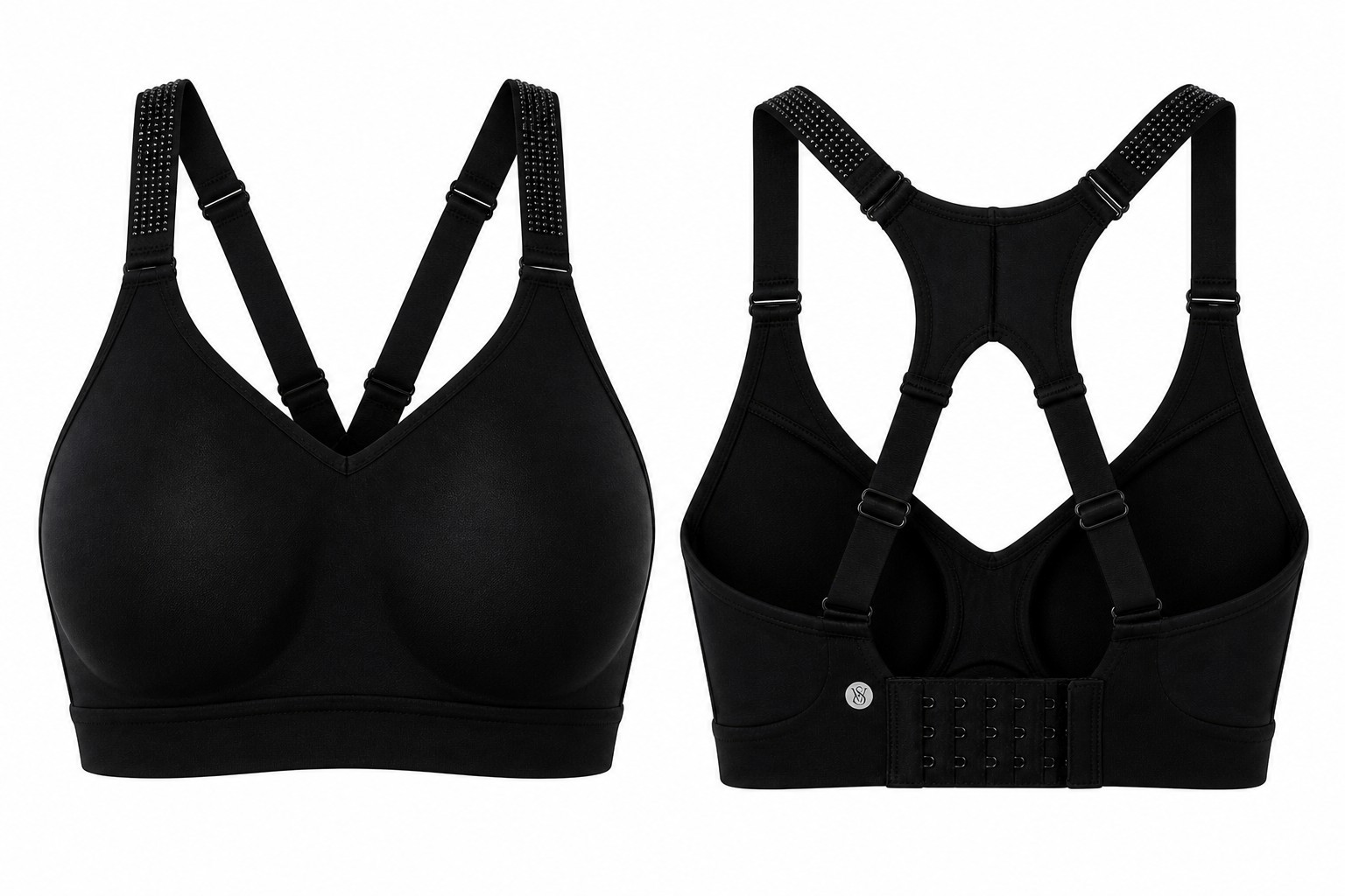 VS Incredible Max Sports Bra 38C Black High Support Rhinestone NWT