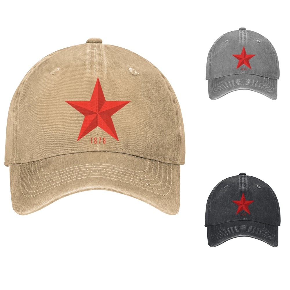 Red Star 1878 Baseball Cap Adjustable Dad Hat Geometric Print