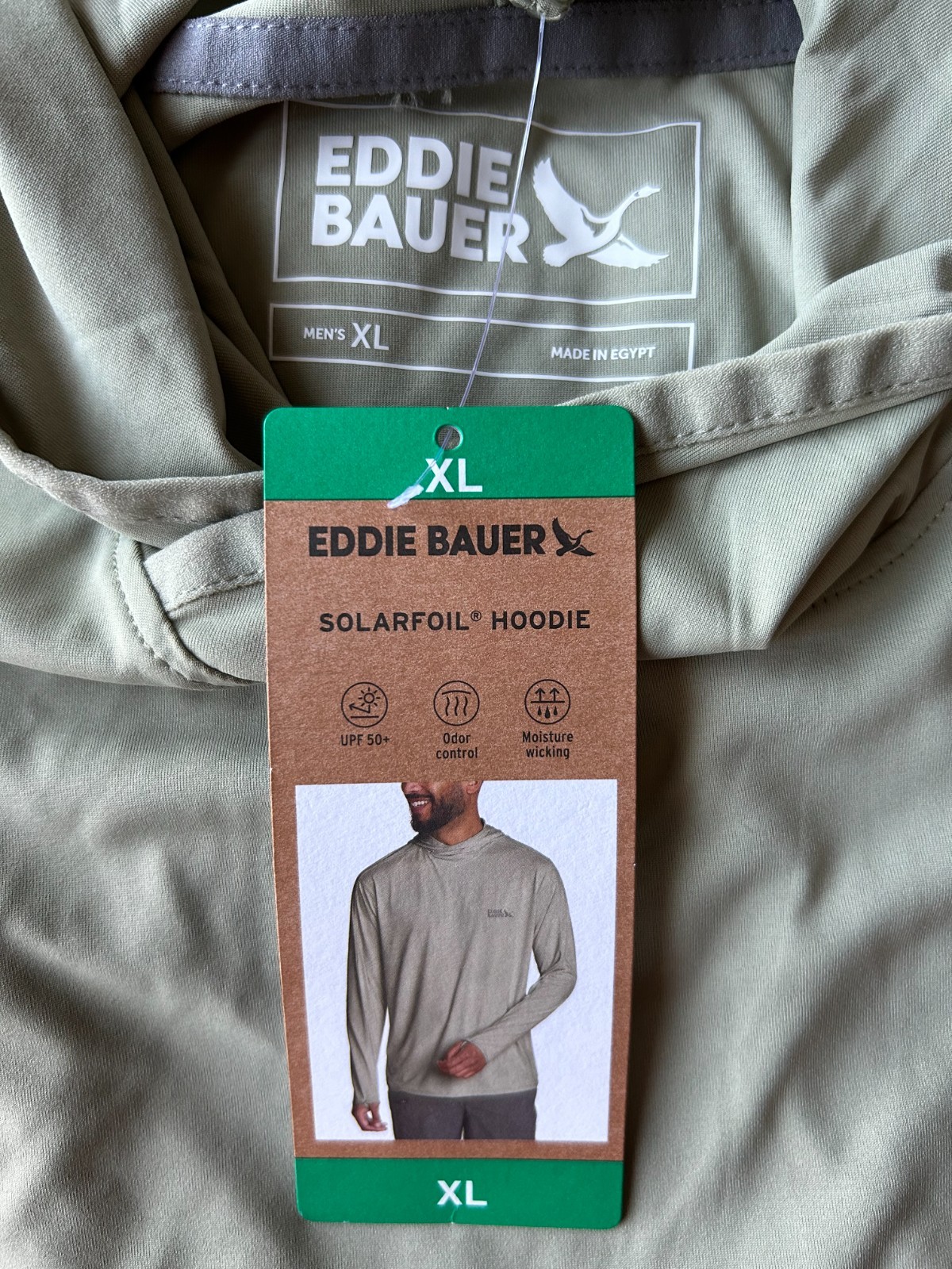 Eddie Bauer Men’s Performance Solarfoil Hoodie UPF 50+ Green Size XL