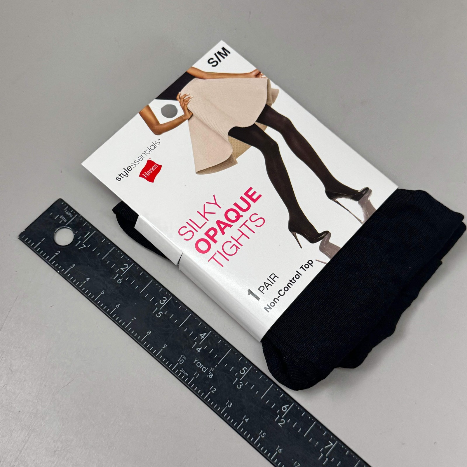 HANES (3 PACK) Style Silky Opaque Tights Non-Control Top Women’s S/M Black 63885