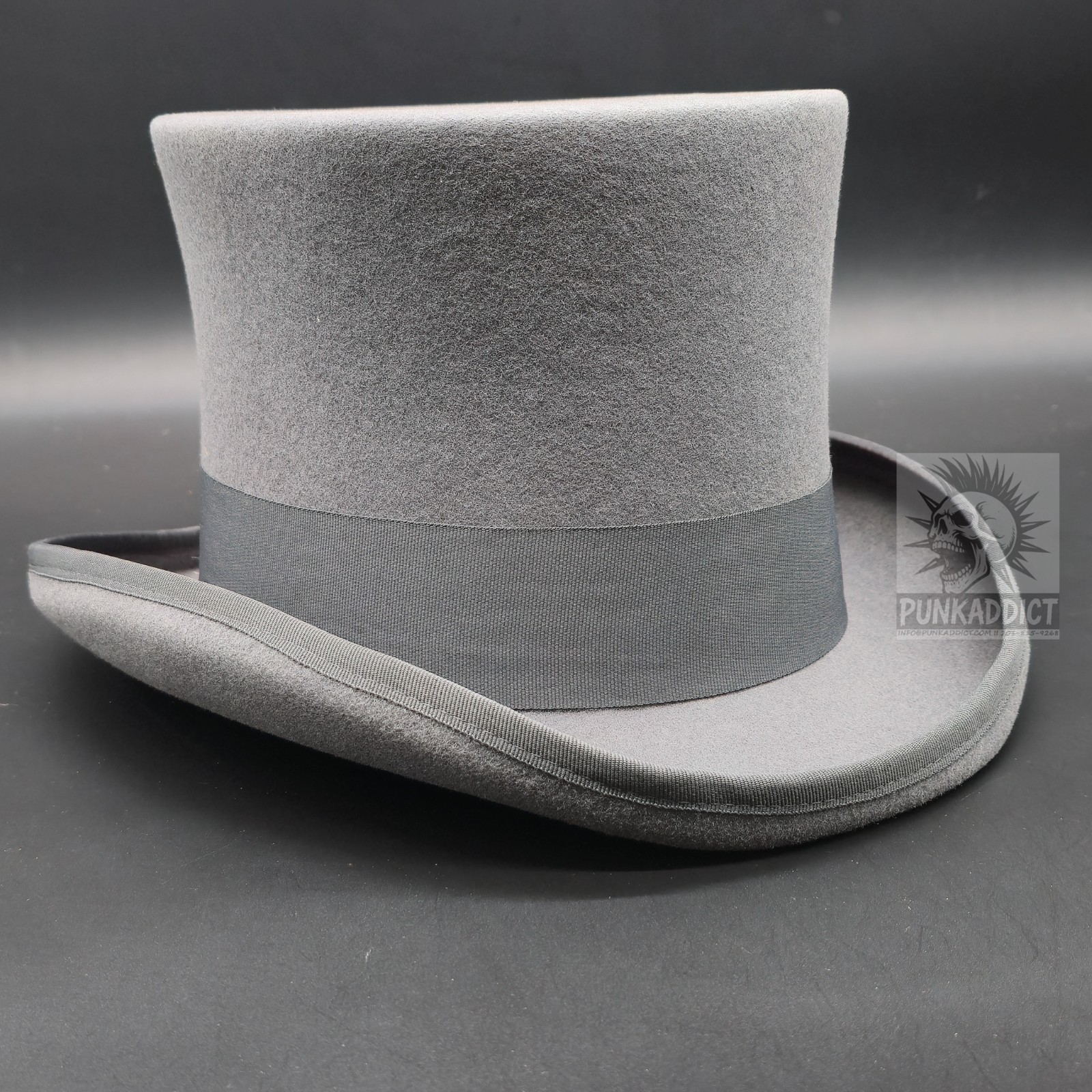 Gray Top Hat Wool Felt Victorian Slash Mad Hatter Steampunk Rock Star