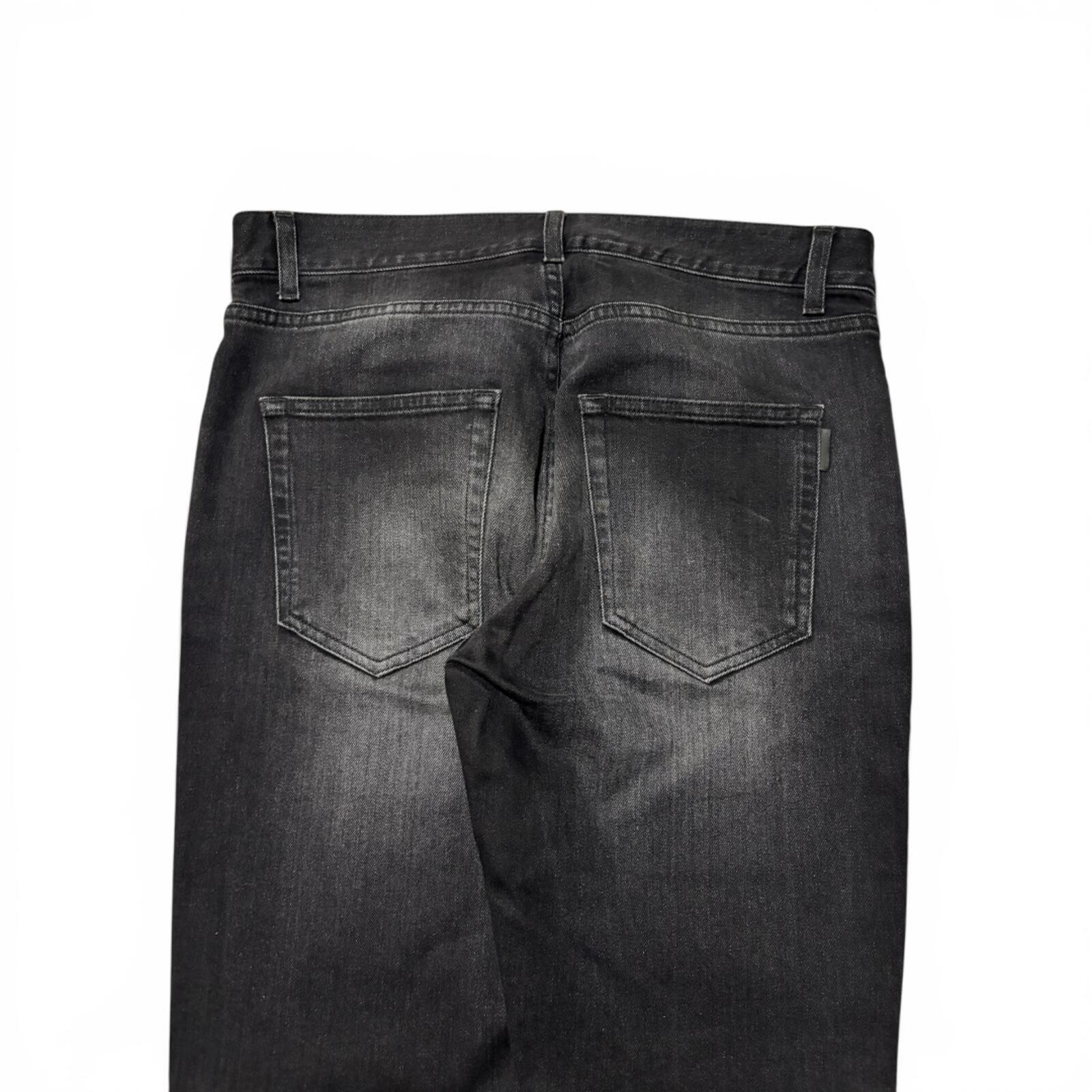 Saint Laurent Paris D02 Black Washed Knee Rip Denim Jeans