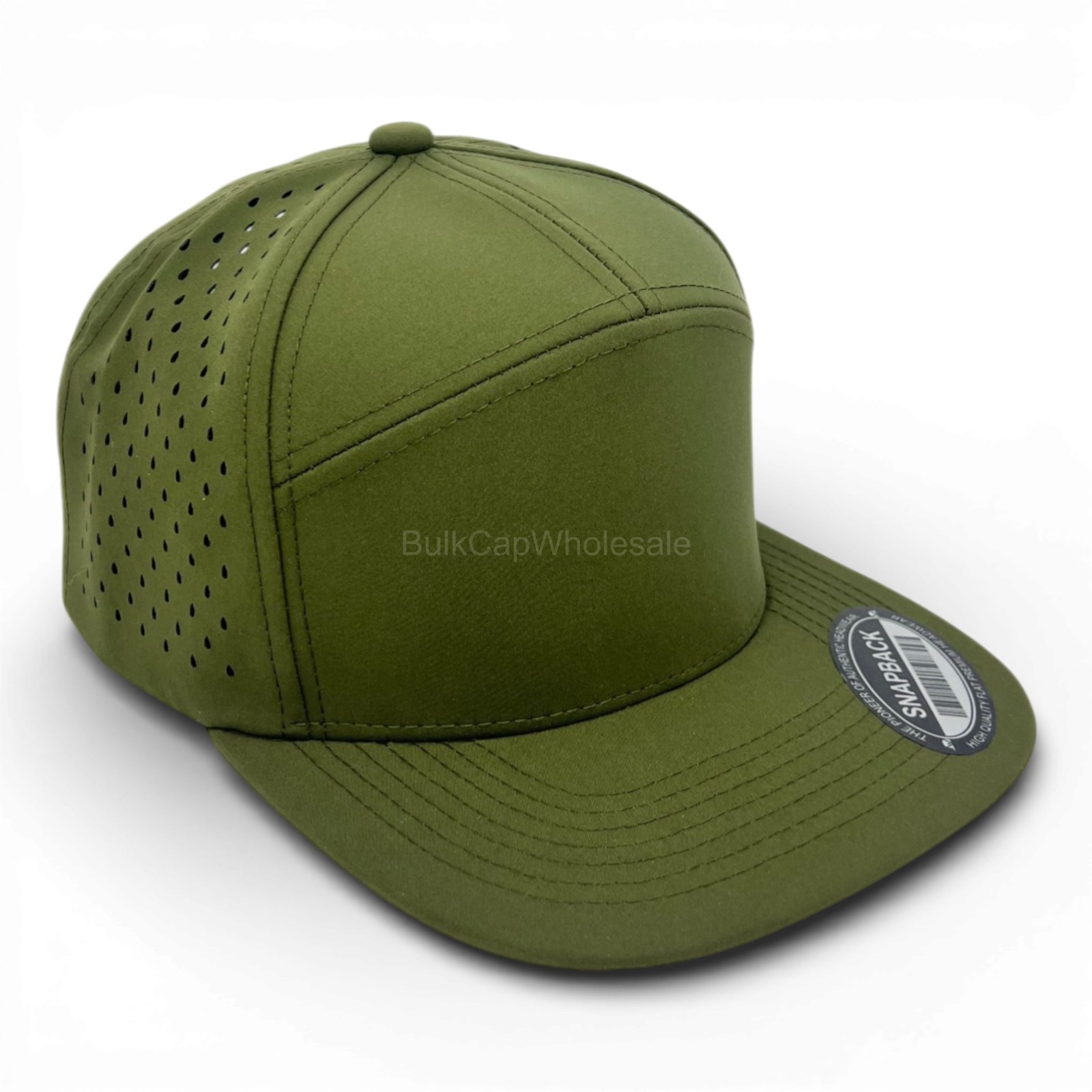 Men’s Snapback Hat Laser Vented 7 Panel Flat Brim Baseball Cap Adjustable