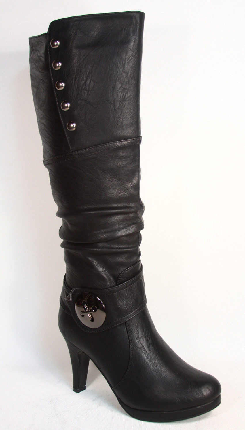 Women’s Round Toe High Heel Platform Mid-Calf Knee High Boots Shoes Size 5 -11