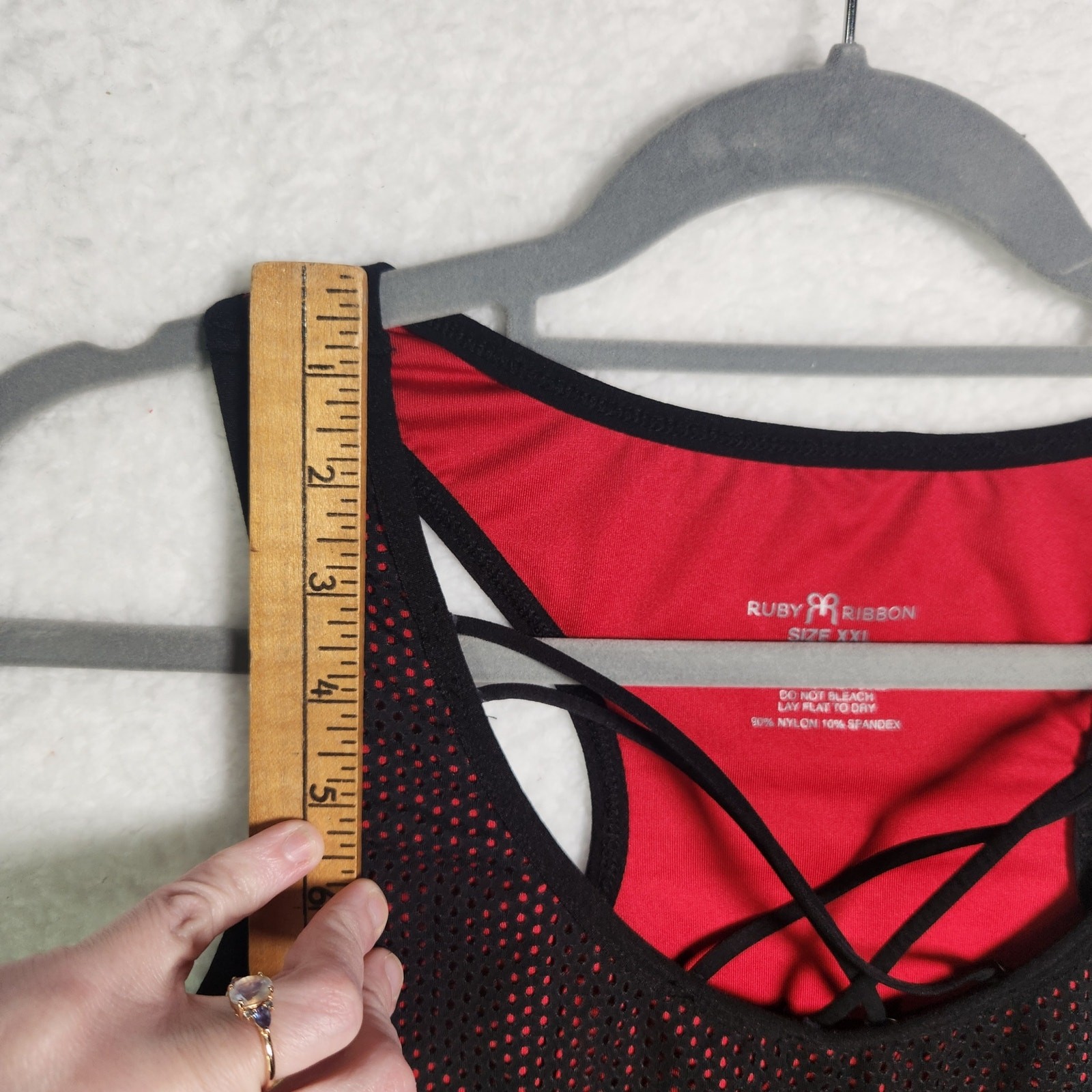 Ruby Ribbon Mesh Racerback Tank Top Atomic Red Black XXL Plus Size Fitness Gym