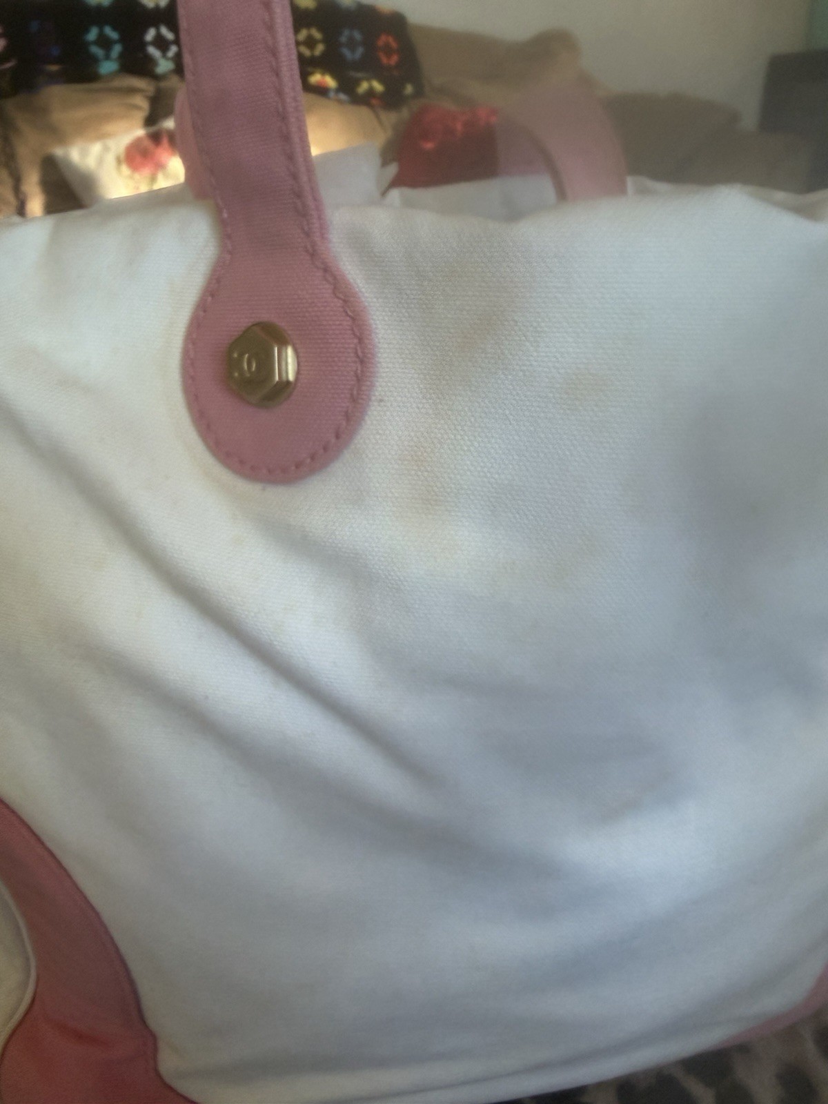 Authentic chanel canvas tote /damaged /see photos/read description