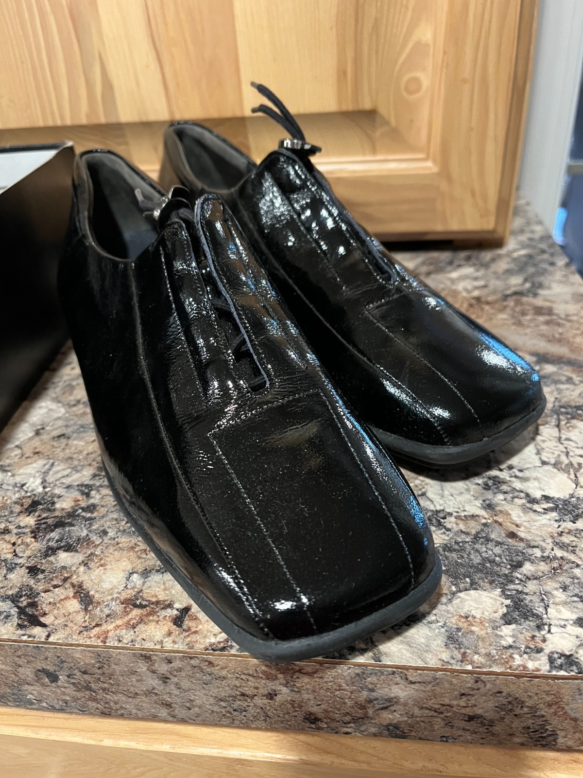 Theresia black patent leather slip on US 9 1/2M Fever2