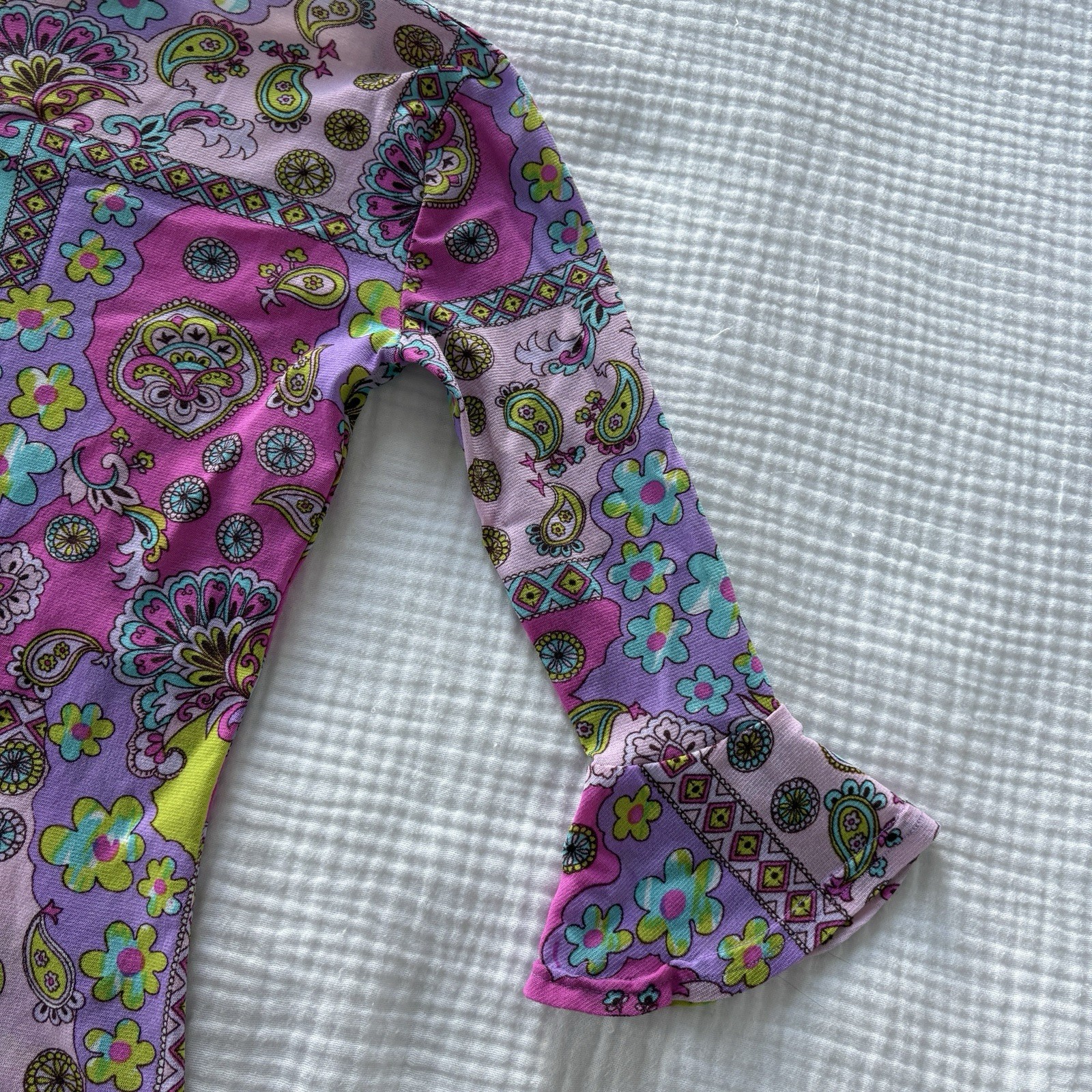 Morgan de Toi Top Vintage Y2K Purple Paisley Floral Mesh Small Women’s Festival