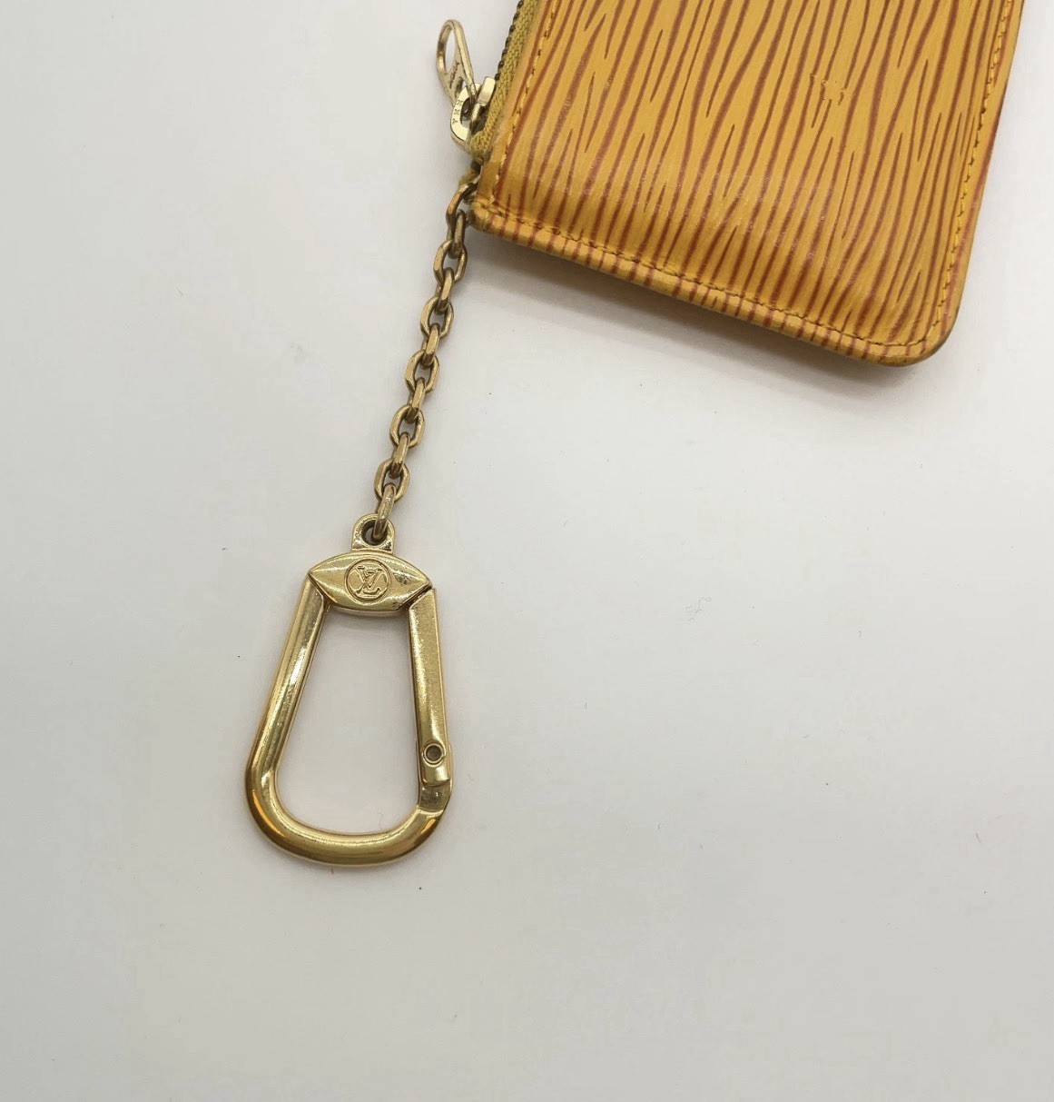 Louis Vuitton Epi Yellow Leather Key Cle Pouch Case Chain w/ Box and Dustbag