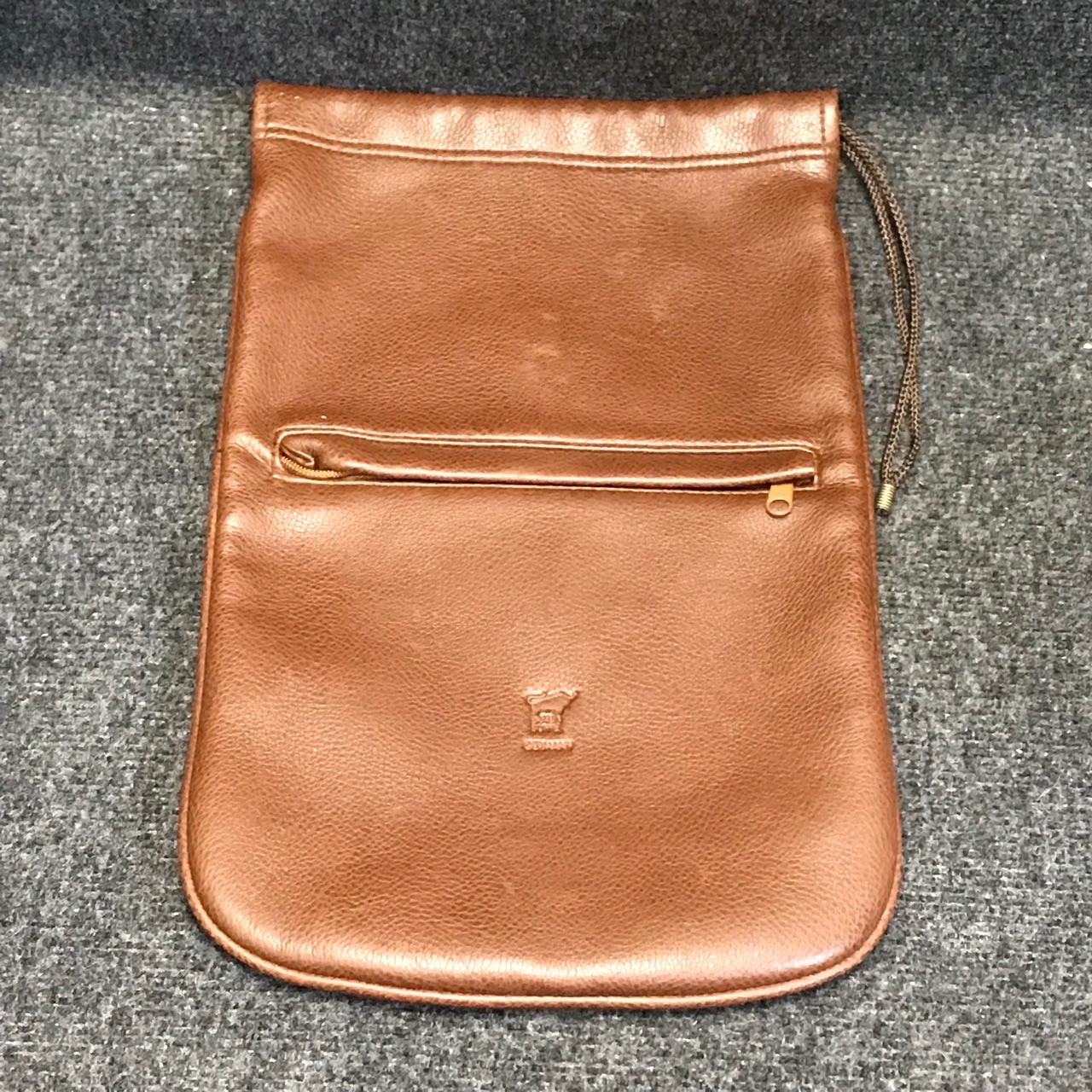 Braun Büffel Design Germany Brown Leather Shoe Bag Drawstring Pouch Travel Bag