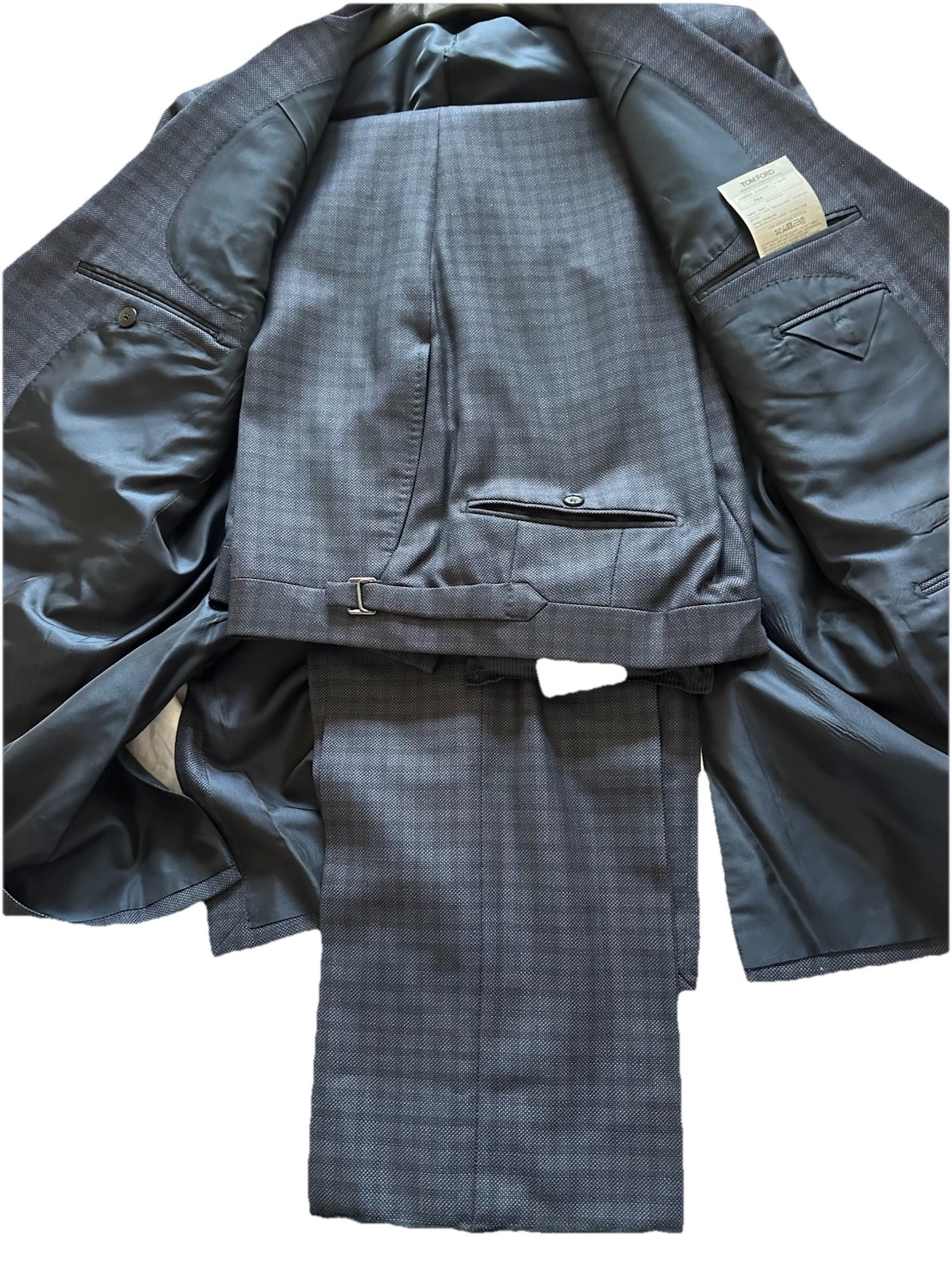 $4.8k NWT TOM FORD Grey Check 44R eu54 2 pc Windsor Wool Silk Mohair suit ITALY