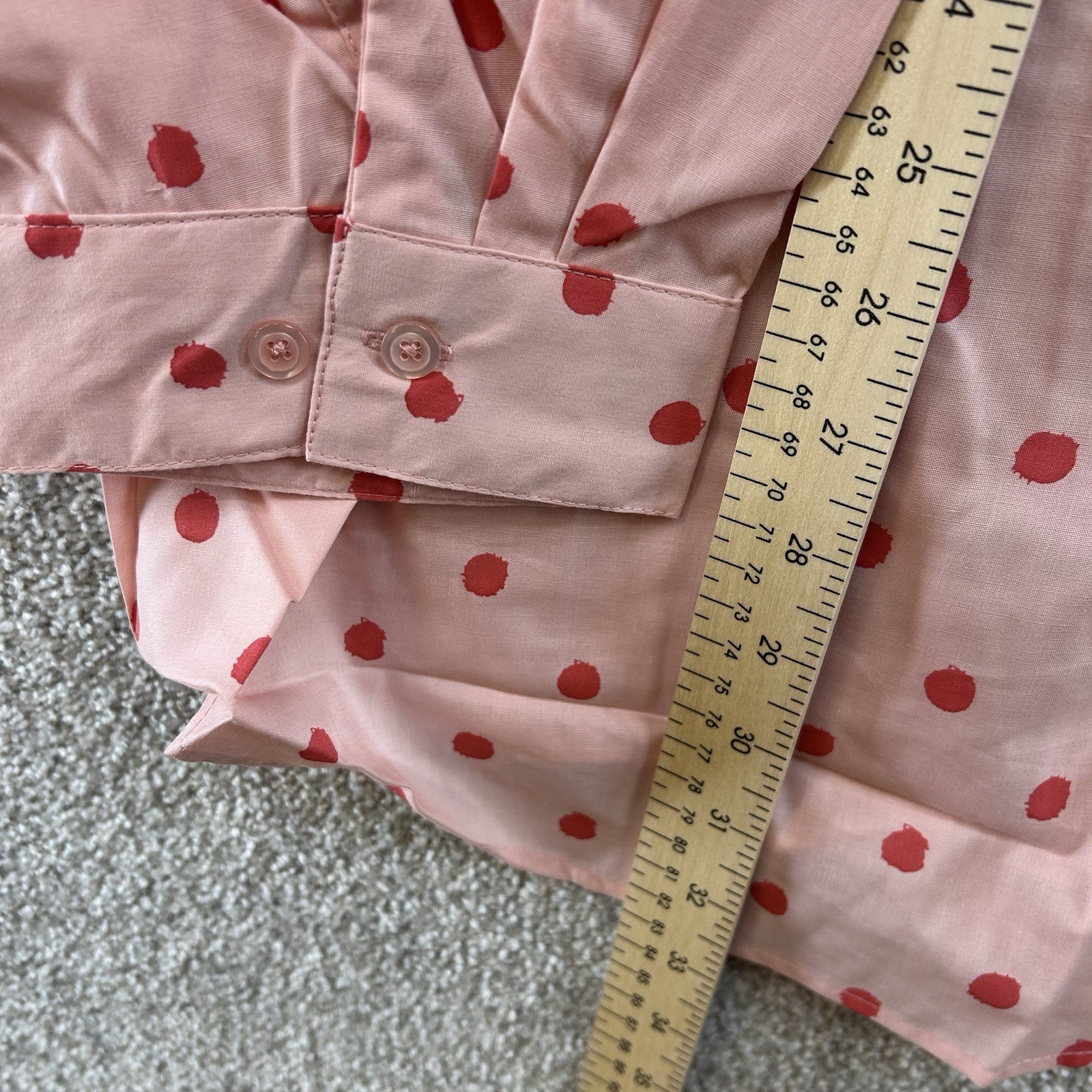 NWOT Roman’s Women’s Button Front Shirt Size 32W Pink Red Polka Dot Blouse Plus