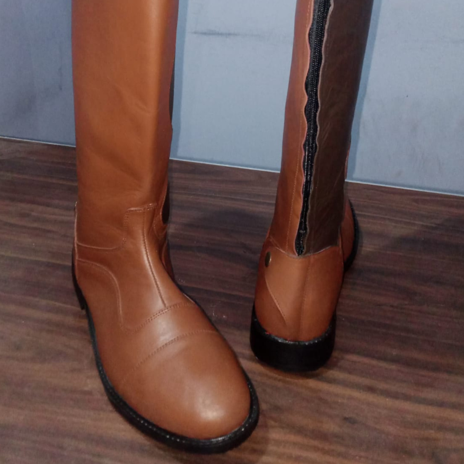 Men’s Brown Leather Riding Boots, Customization Handmade Long Leather Boots For