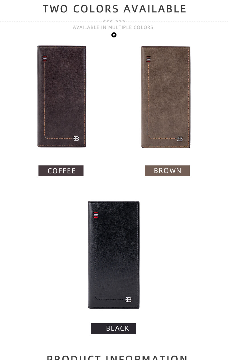 RFID Blocking Men Long Bifold Wallet Money Clip Leather Purse Multi-Card Holder