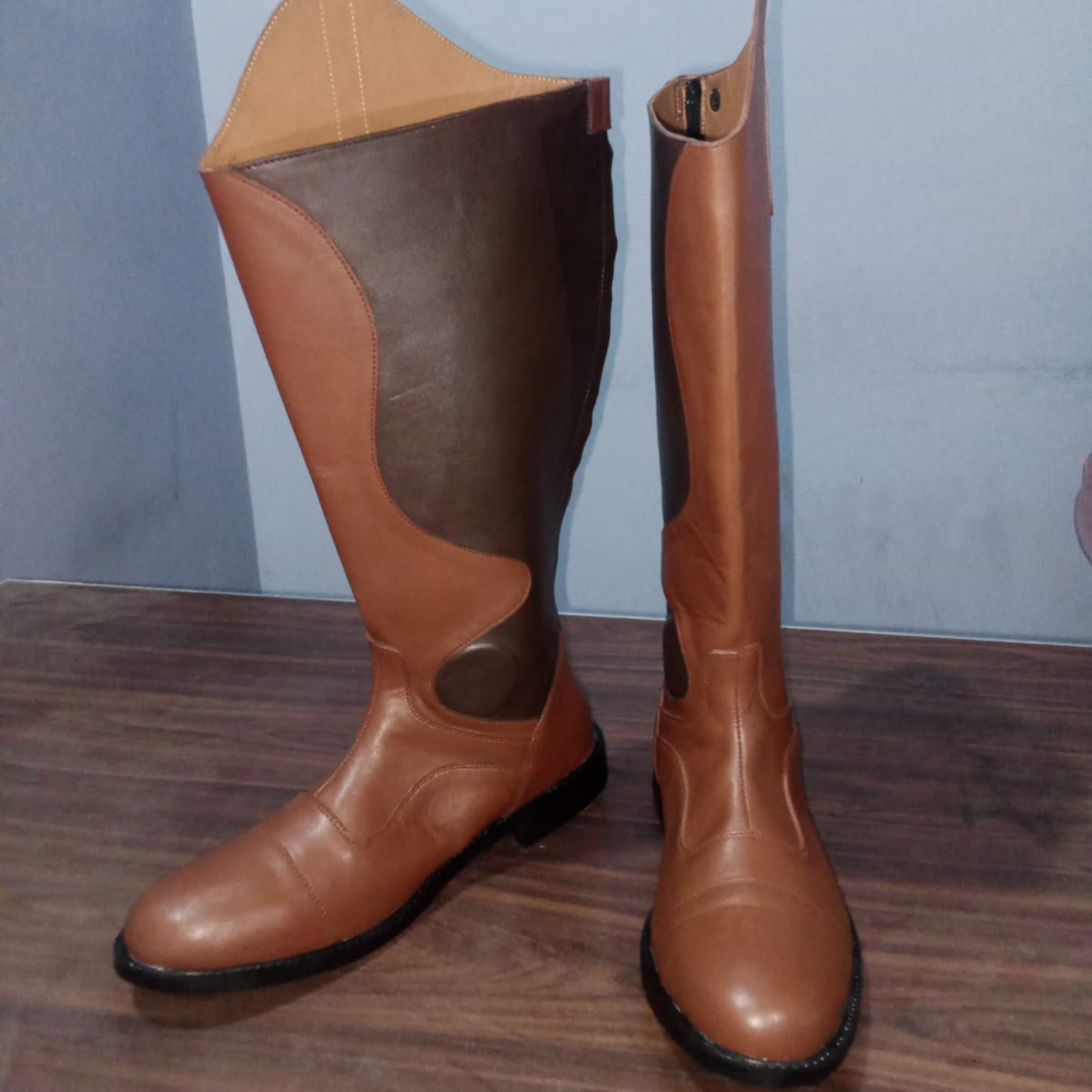 Men’s Brown Leather Riding Boots, Customization Handmade Long Leather Boots For