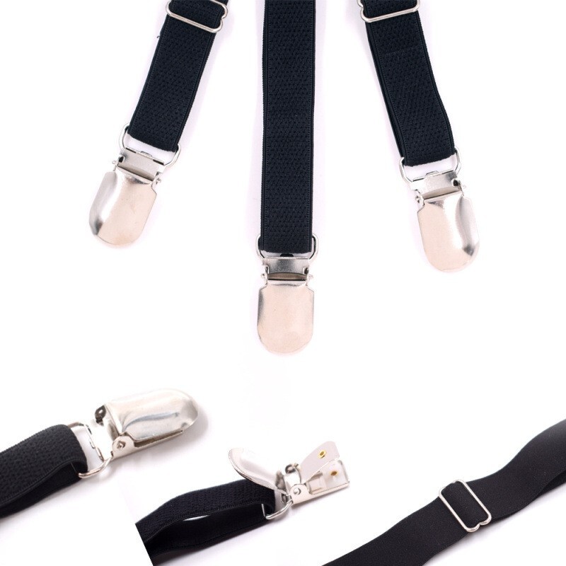 1 Pair Men’s Shirt Stay Holder Leg Thigh Suspender Elastic Garter Non-Slip Black