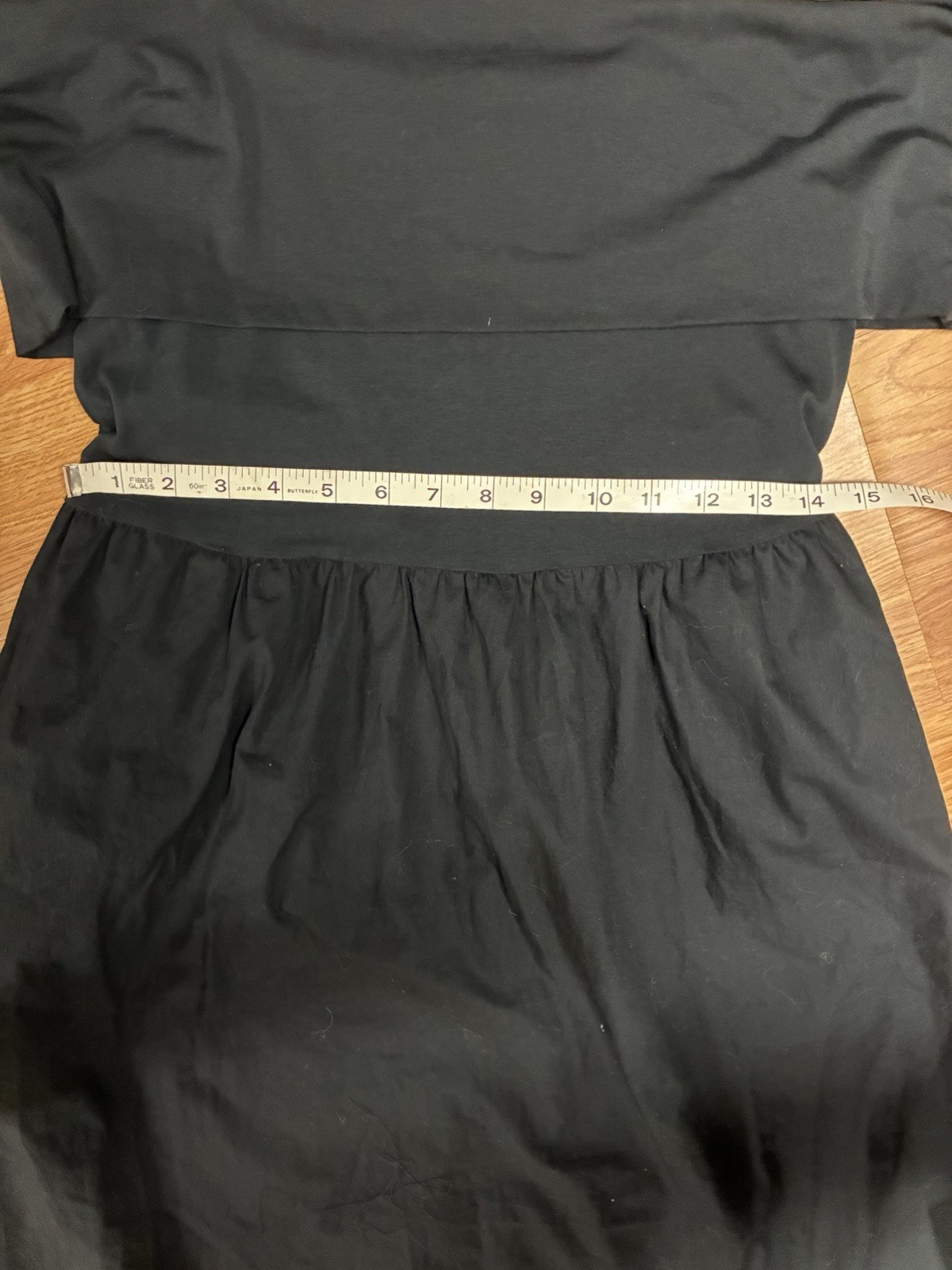 Lands’ End Off Shoulder Slender Mixed Media Midi Dress Black S 6-8 Built In Bra