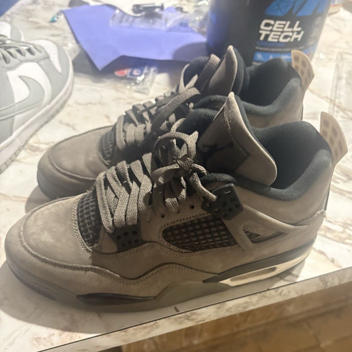 Nike Air Jordan 4 Men’s Mid Top Lace-Up Sneakers Gray/Black New w/ Box