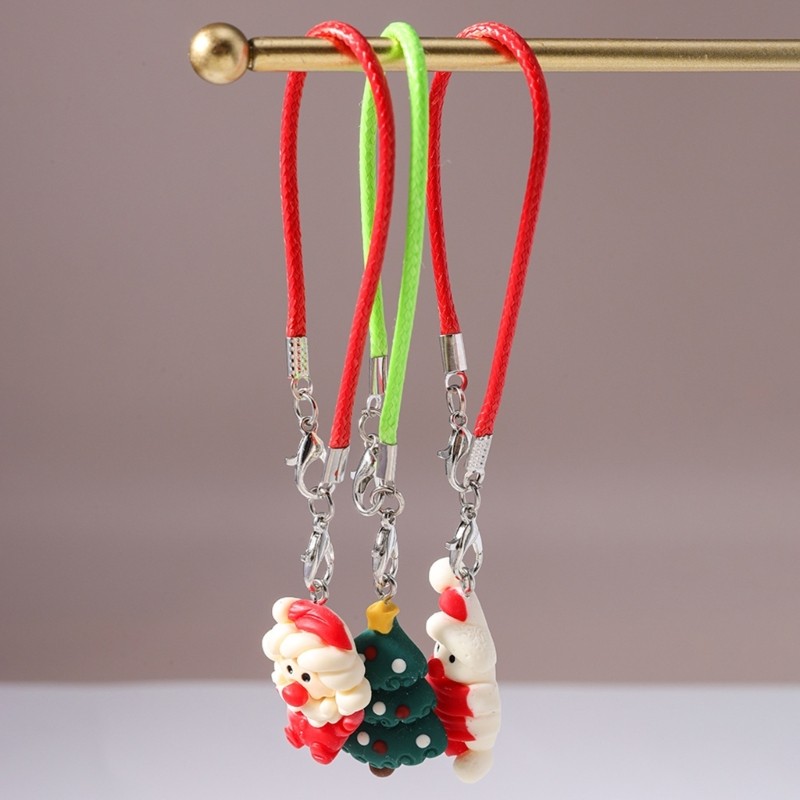 3X Cute Christmas Tree Santa Key Ring Cellphone Accessory Resin Gift for Friend