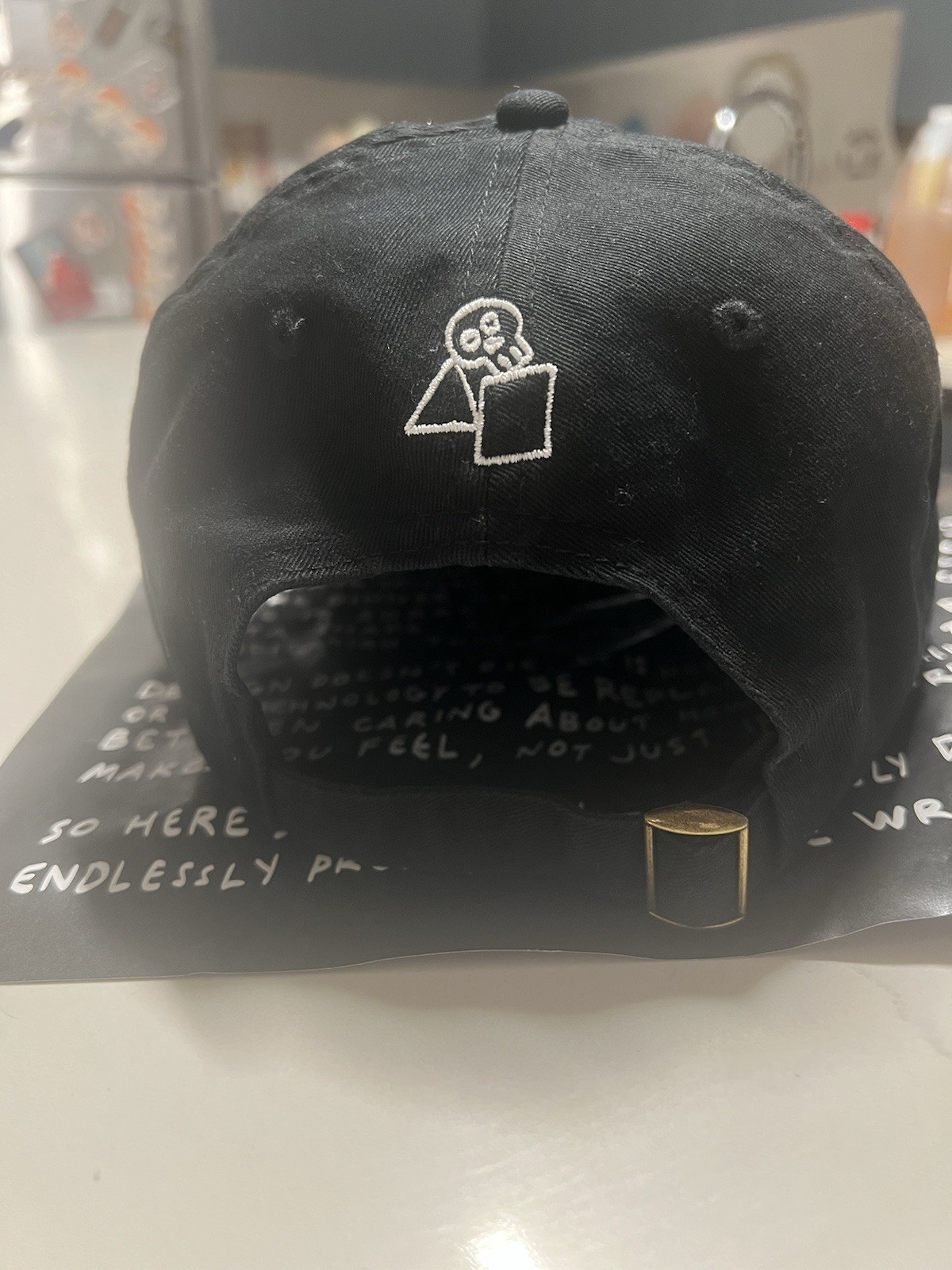 Design Is Dead White Embroidered Quote Black Cap One Size New Adjustable Unisex