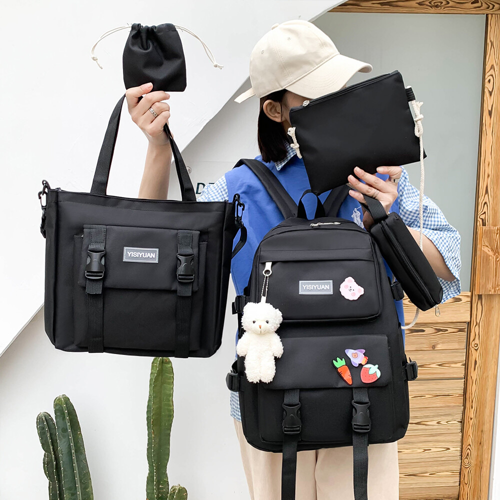 5pcs Backpack Set for School Teens Girls Daypack Cute Trendy Large Shoulder Bag