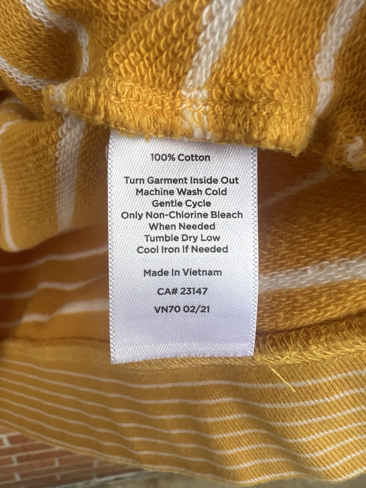 Talbots Petite 1X Yellow/White Striped 100% Cotton Crewneck Knit Sweater