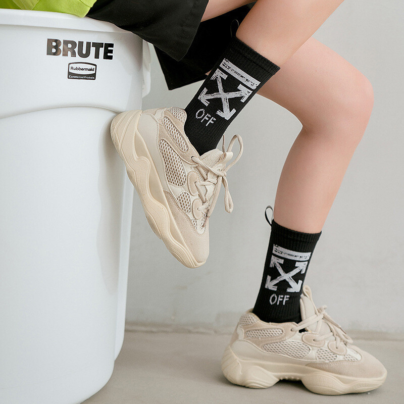 Unisex 2 Pairs Crew Socks Off Arrow Reflective Comfort White XX Athletic Socks
