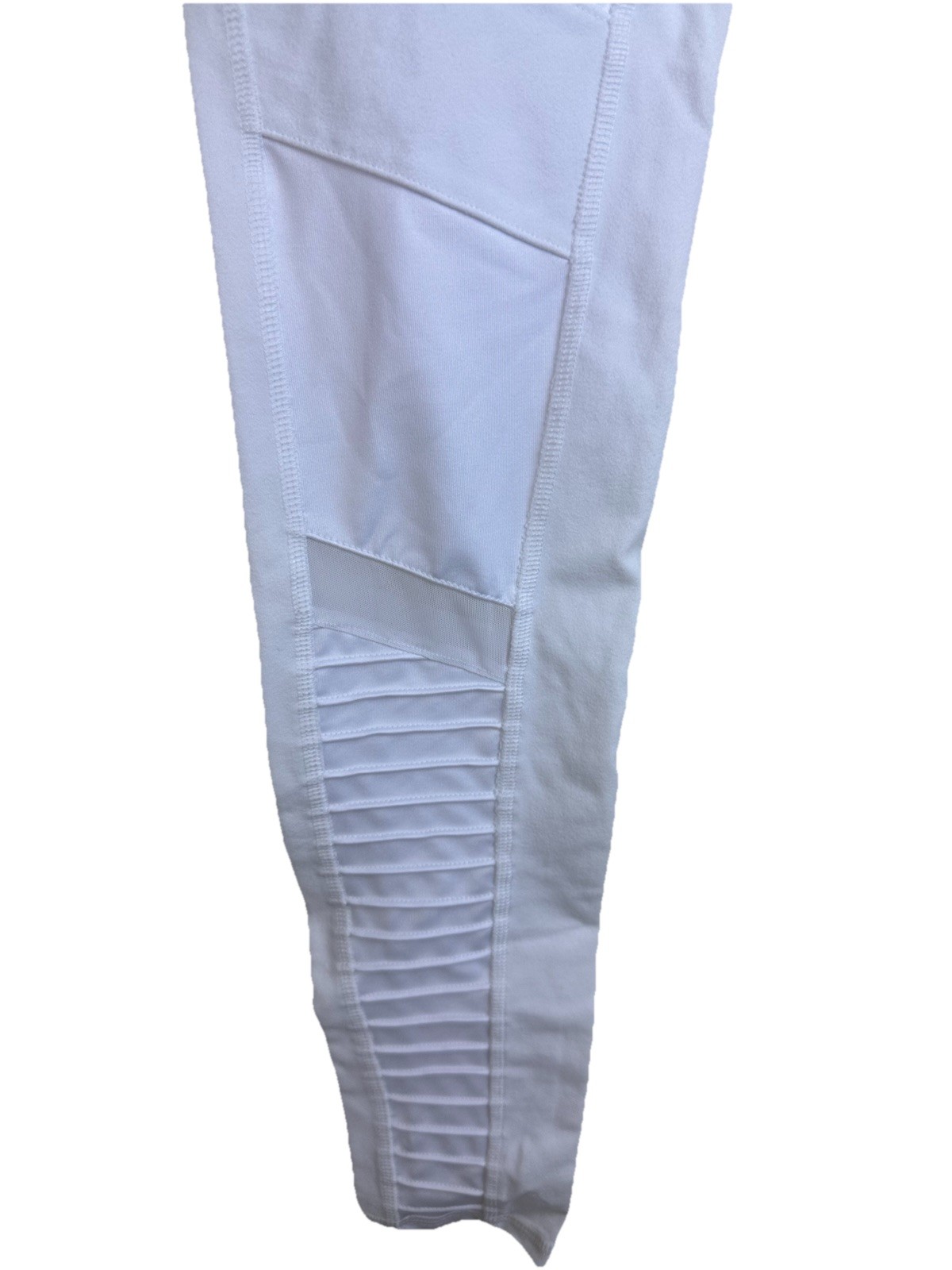 ALO Leggings Small Yoga White Moto High Waist Seamed 81% Nylon/19% Spandex #550