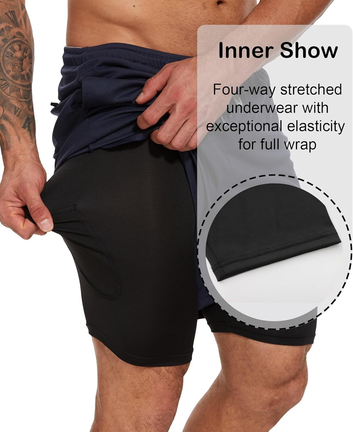 Men’s 2 in 1 Running Shorts Quick Dry Workout Athletic Outdoor Sports Gym Shorts