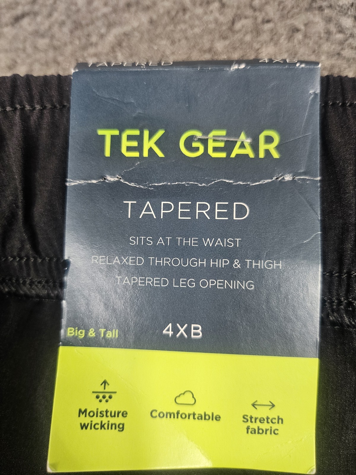Men’s Jogger Pants 48X28 4XB Tek Gear Black Nylon Spandex Stretch Pull On