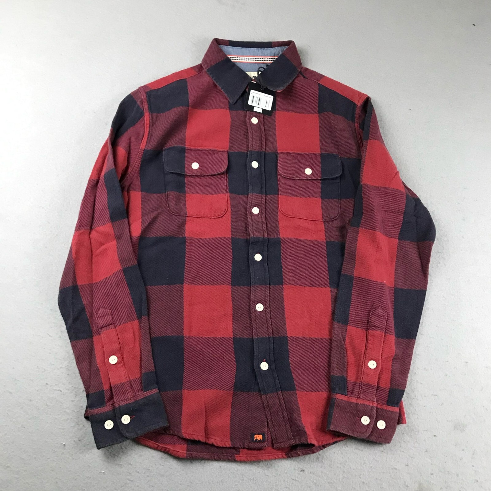 The Normal Brand Mountain Shirt Mens Small Red Plaid Button Up Long Sleeves NWT