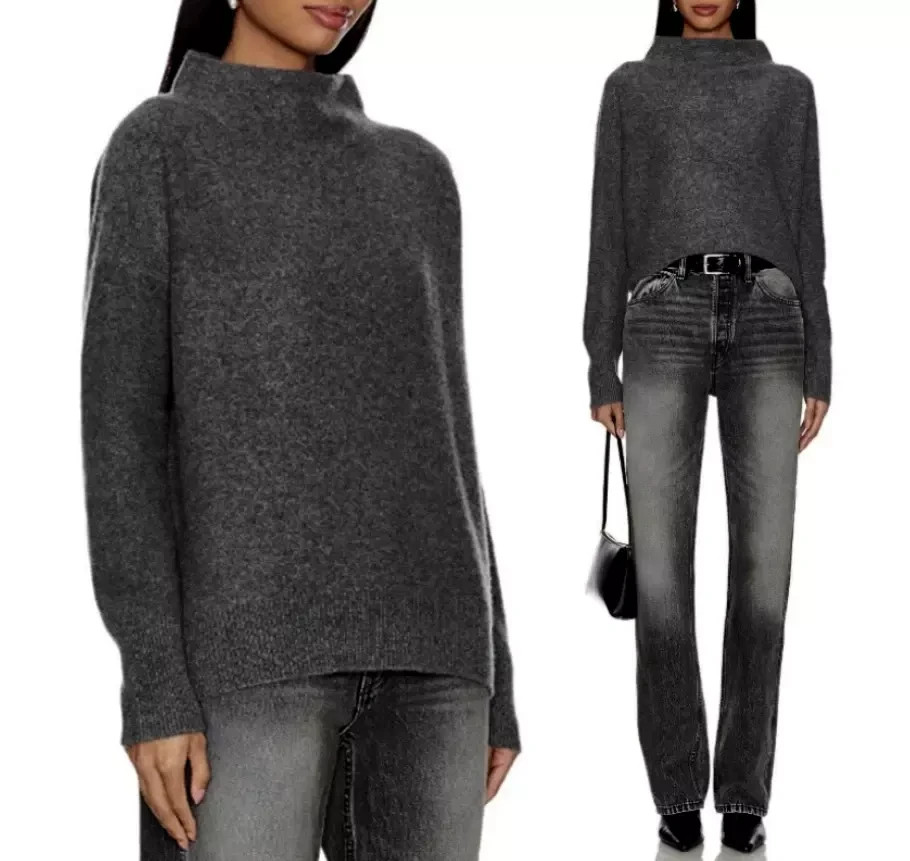 TAHARI Funnel Neck 100% 2-PLY Cashmere Sweater SOFT LUXE 5 Colors