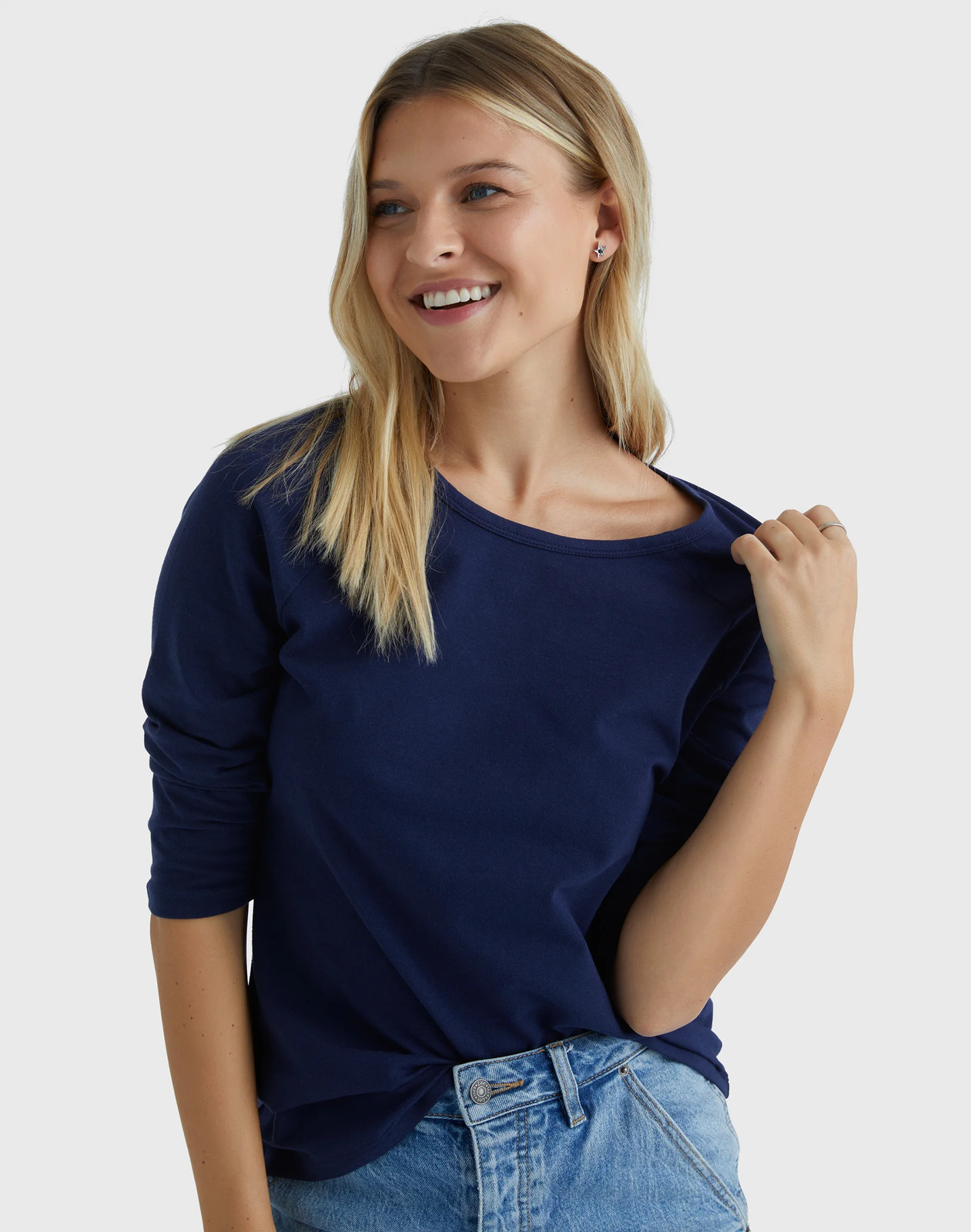 Hanes Women’s T-Shirt Raglan Sleeve Tee Stretch Cotton Plain 6 Colors sz S-2XL