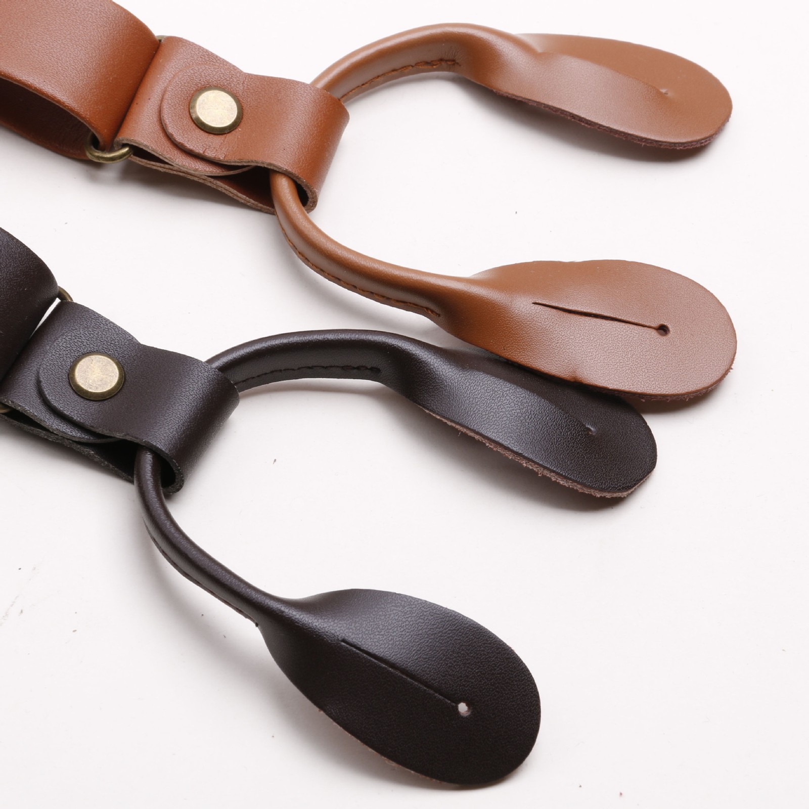 Adjustable Soft leather shoulder belt button style design mens Suspenders