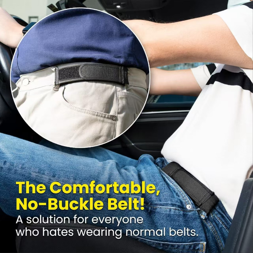 2PCS Adjustable No Buckle Belt for Men Elastic Stretch Waist Comfort Belt/L size