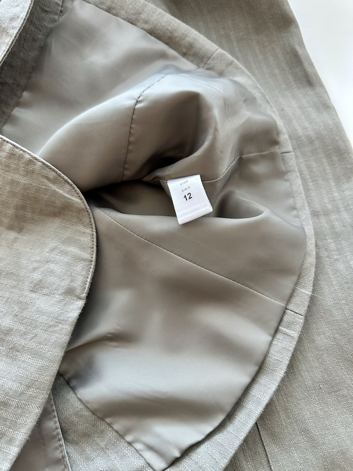 Long Tall Sally Olive Green 100% Linen Pinstripe Blazer UK 12 VGC Fully Lined