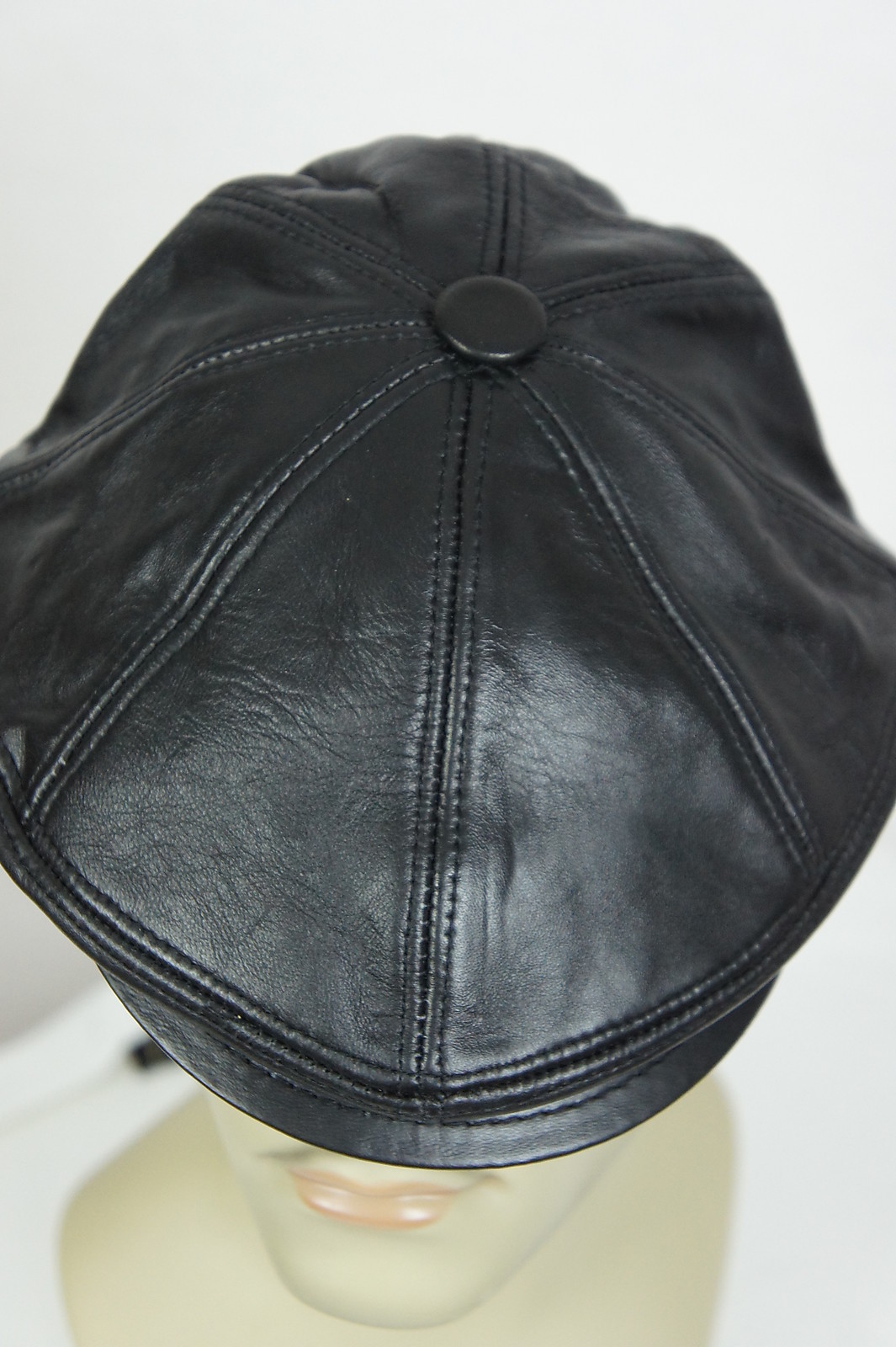 NEW Black 100% LEATHER Mens Gatsby Cap Newsboy Ivy Hat Golf Driving Flat Cabbie