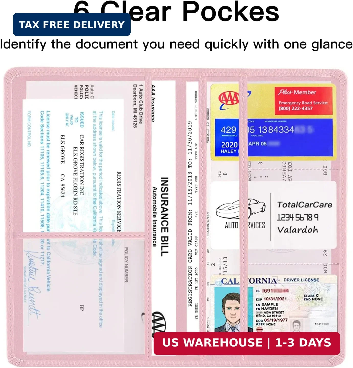 Valardoh Premium Car Registration and Insurance Card Holder, Car Document Holder